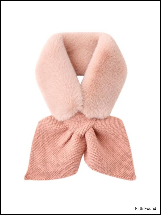 Accessories - Faux Fur Cross Knit Neck Warmer Scarf Winter Thermal Wrap for Women
